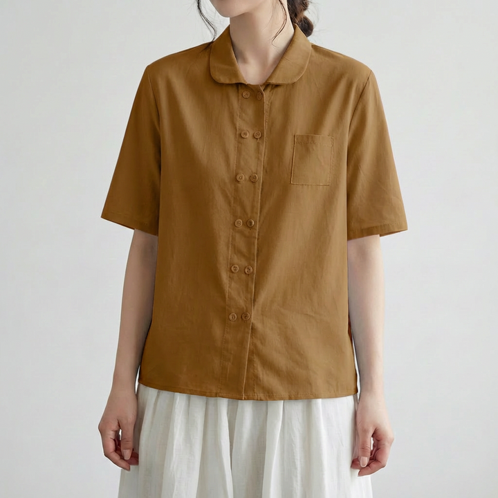 Relaxed Fit Cotton Linen Blouse for Women