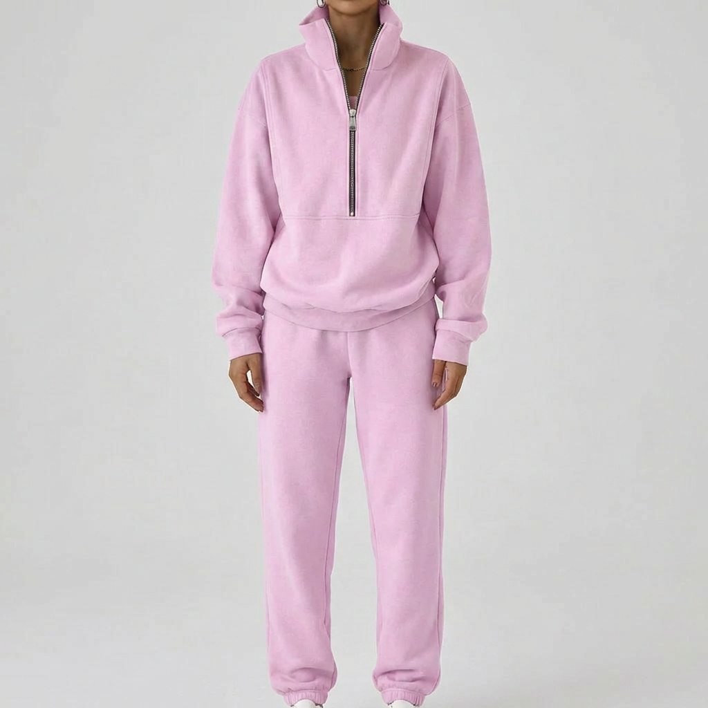 Comfortable Tracksuit Pullover with Zipper for Women