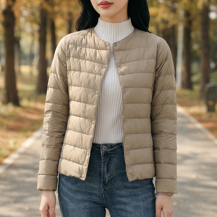 Spring and Winter Collarless Puffer for Women