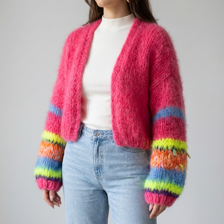Striped Open Front Cardigan for Women