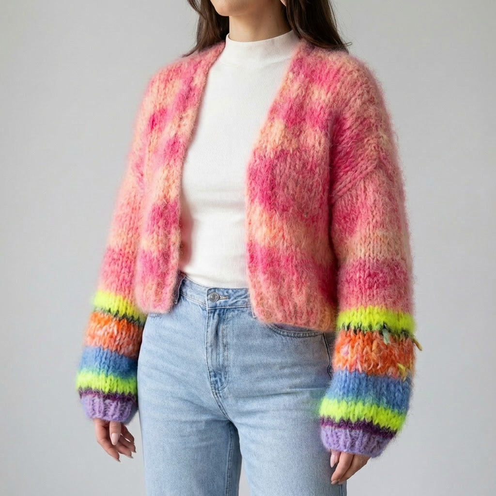 Striped Open Front Cardigan for Women
