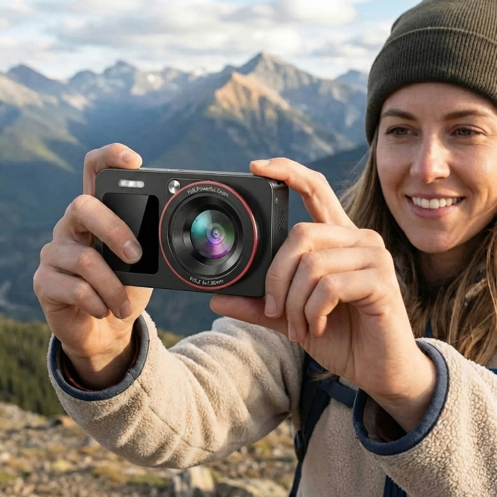 Compact Dual-Screen 4K Digital Camera