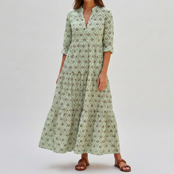 Vintage Charm Boho Print Long Dress for Women