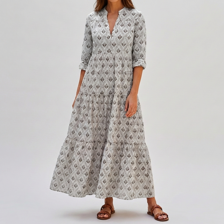 Vintage Charm Boho Print Long Dress for Women