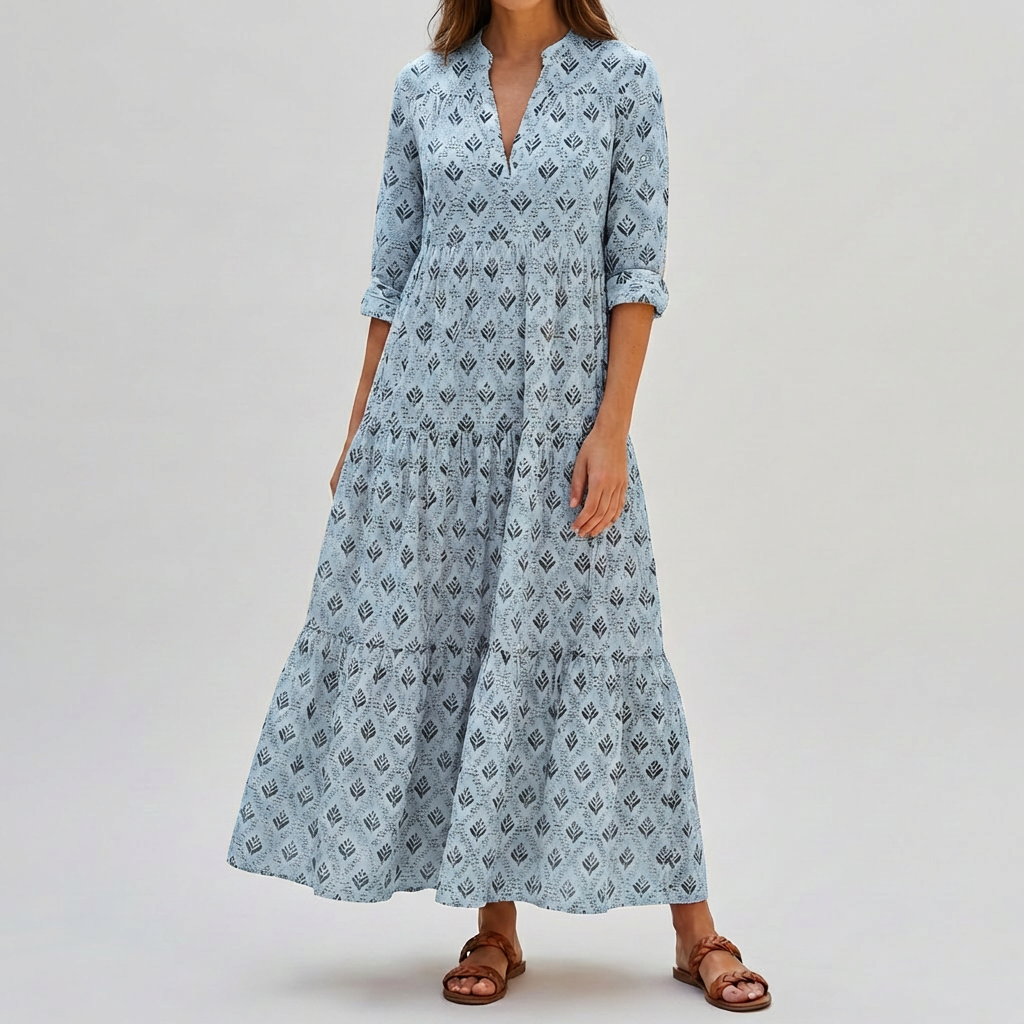 Vintage Charm Boho Print Long Dress for Women