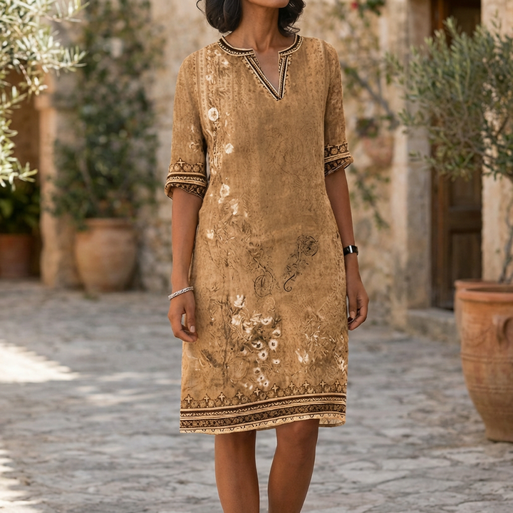 Effortlessly and Comfortable Boho Floral Ruffle Dress