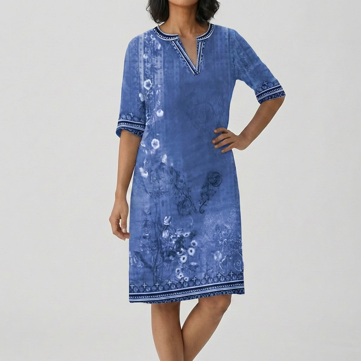 Effortlessly and Comfortable Boho Floral Ruffle Dress