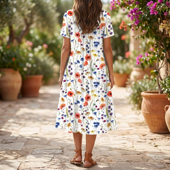 Vintage Floral Ruffle Summer Dress for Women