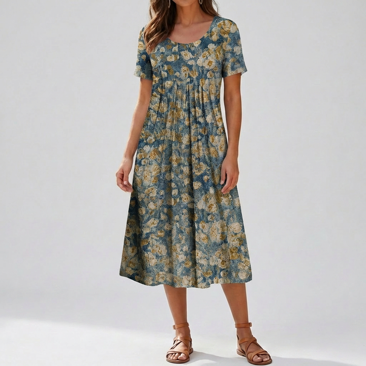 Vintage Floral Ruffle Summer Dress for Women