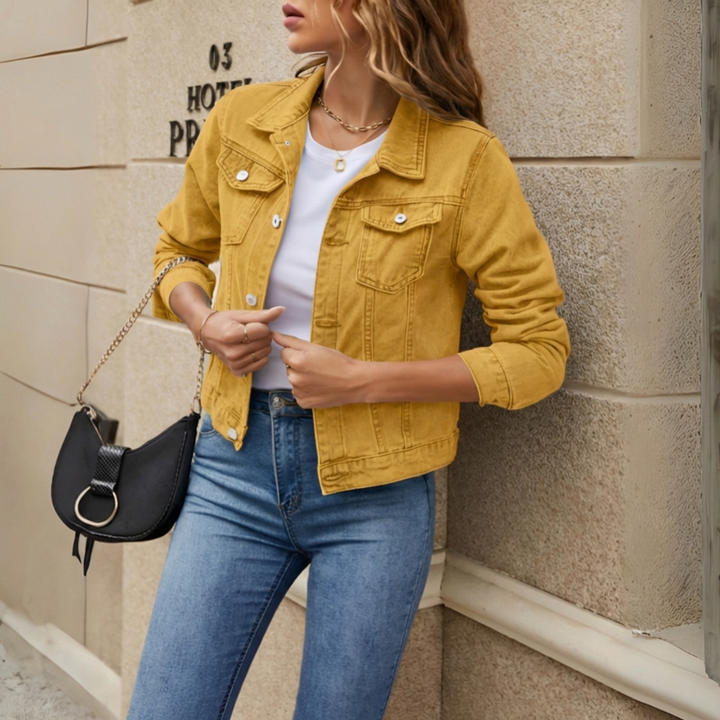 Classic Button Down Denim Jacket for Women