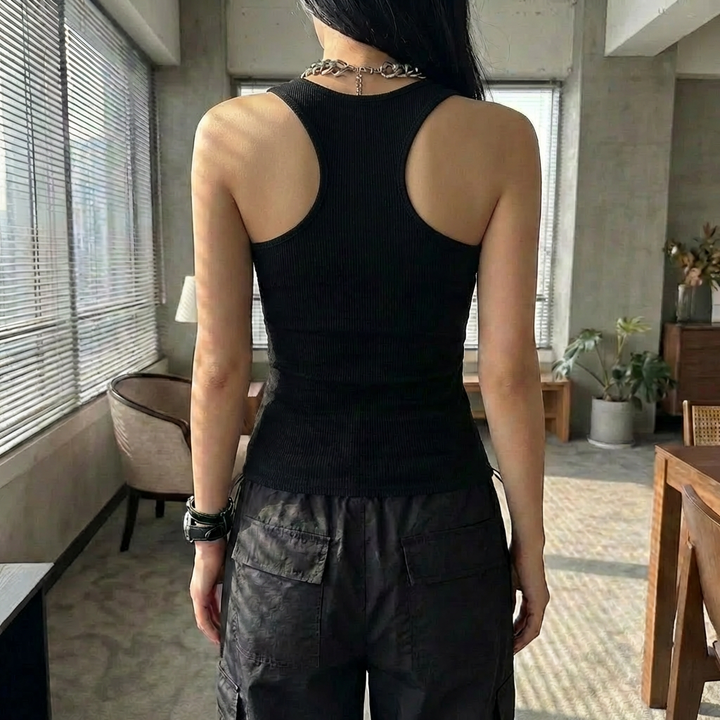Invisible Strap Ribbed Tank Top for Women