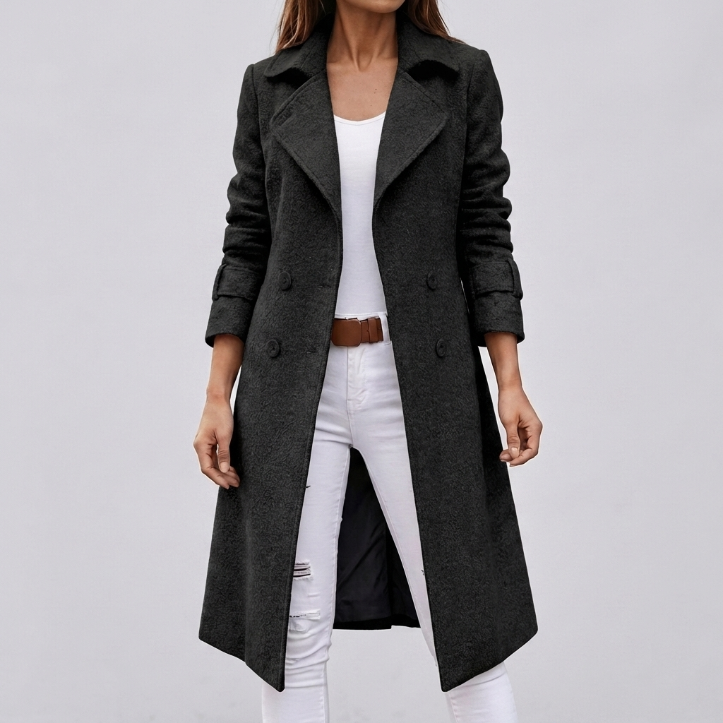 Wool-like Double Breasted Coat for Women