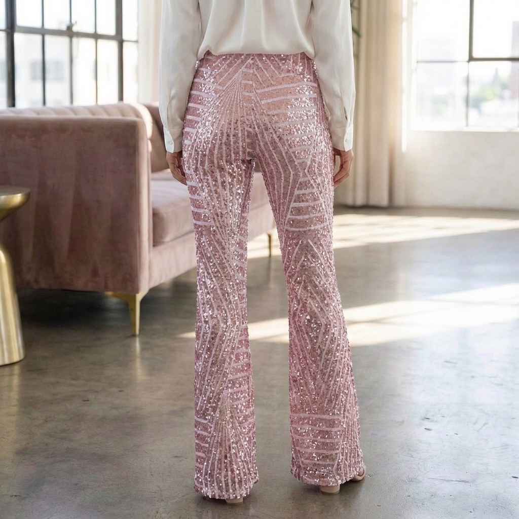 Women’s Sequin High Waist Flare Pants