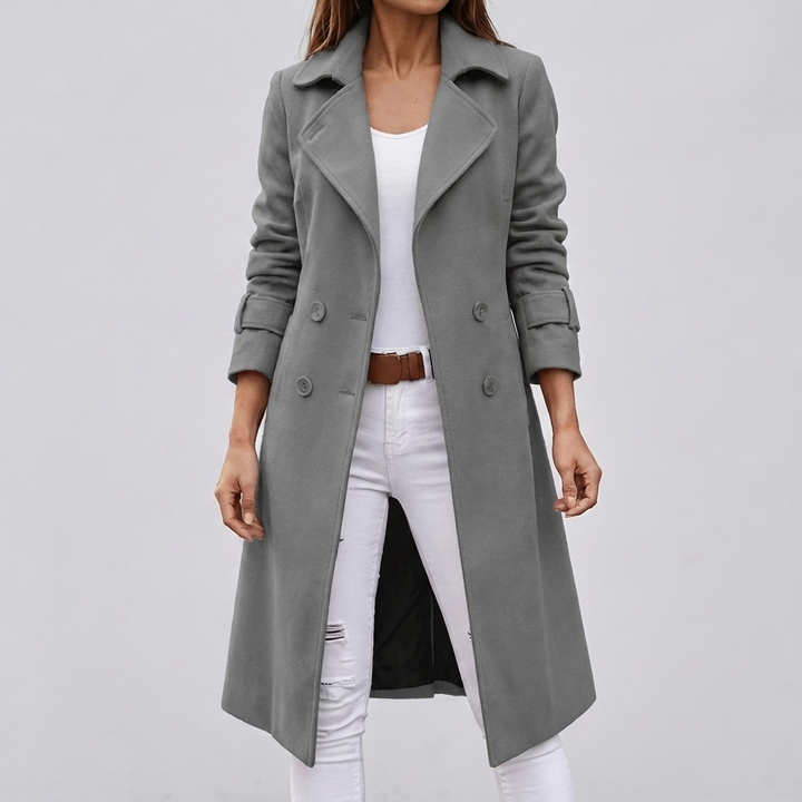 Wool-like Double Breasted Coat for Women