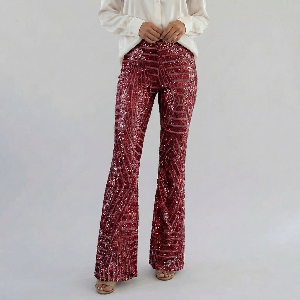 Women’s Sequin High Waist Flare Pants