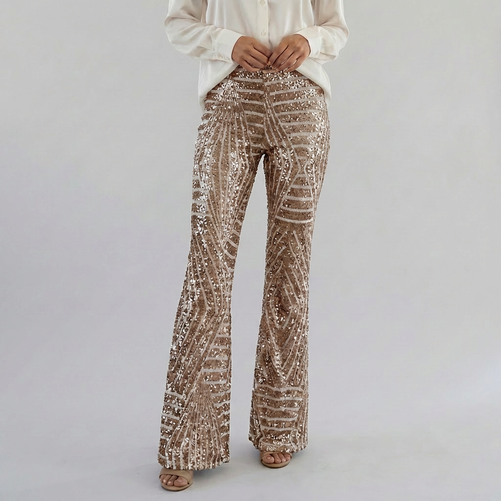 Women’s Sequin High Waist Flare Pants