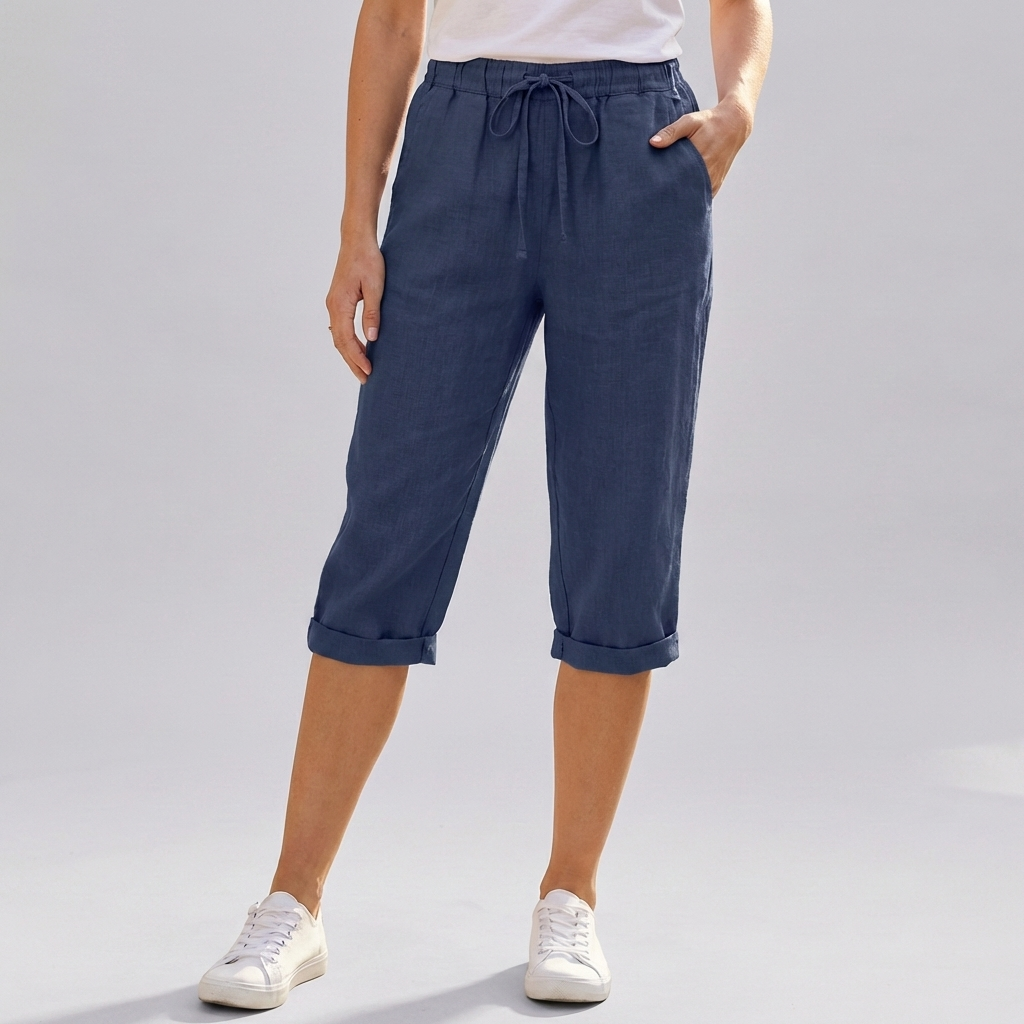 Women’s Cotton Linen Harem KneeLength Shorts