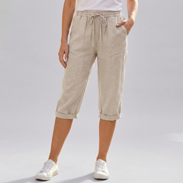 Women’s Cotton Linen Harem KneeLength Shorts