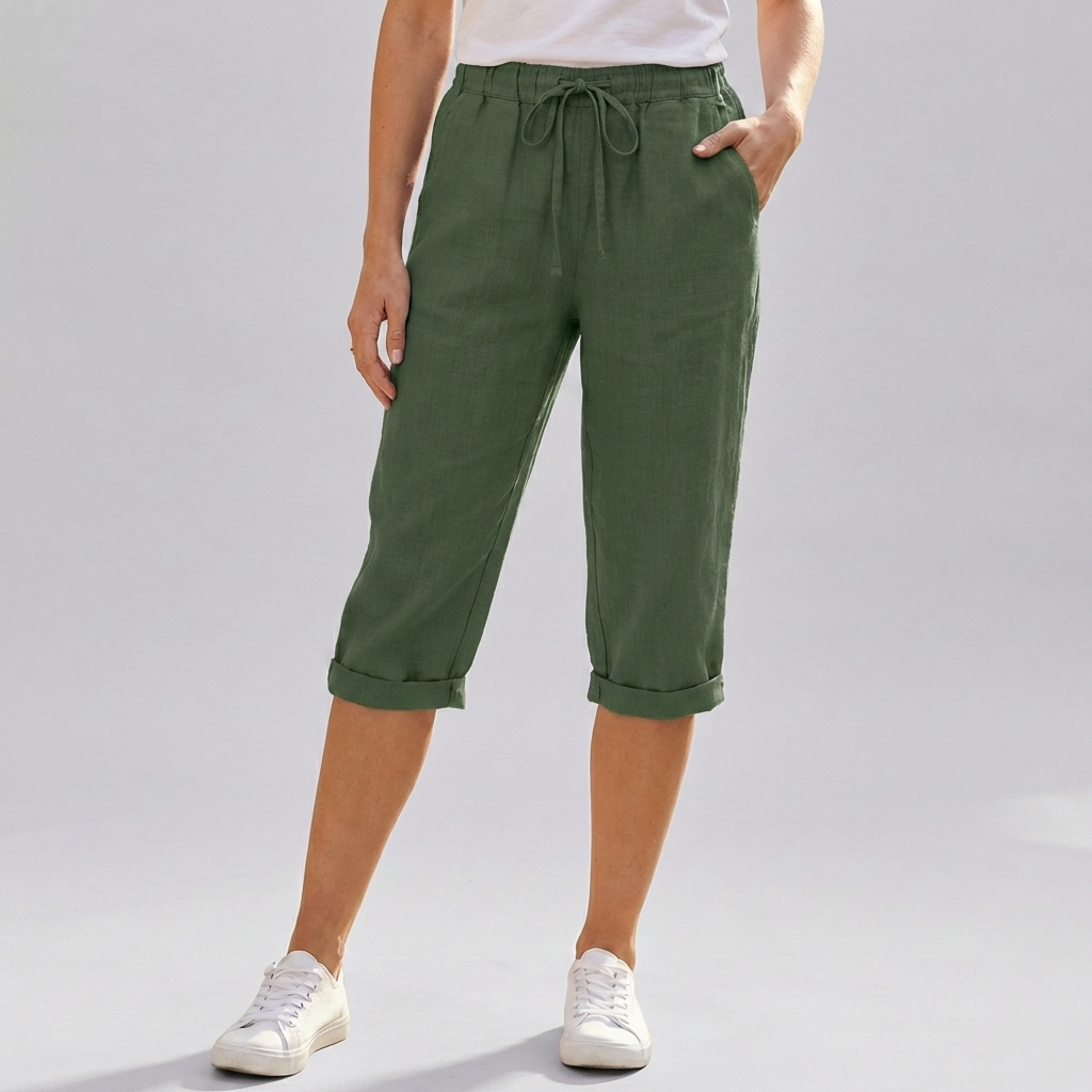 Women’s Cotton Linen Harem KneeLength Shorts