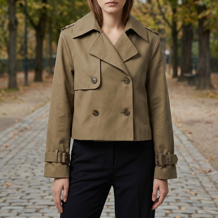 Cropped Double Buttons Jacket for Women