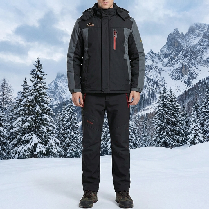 Insulated Hooded Outdoor Jacket And Pants Set