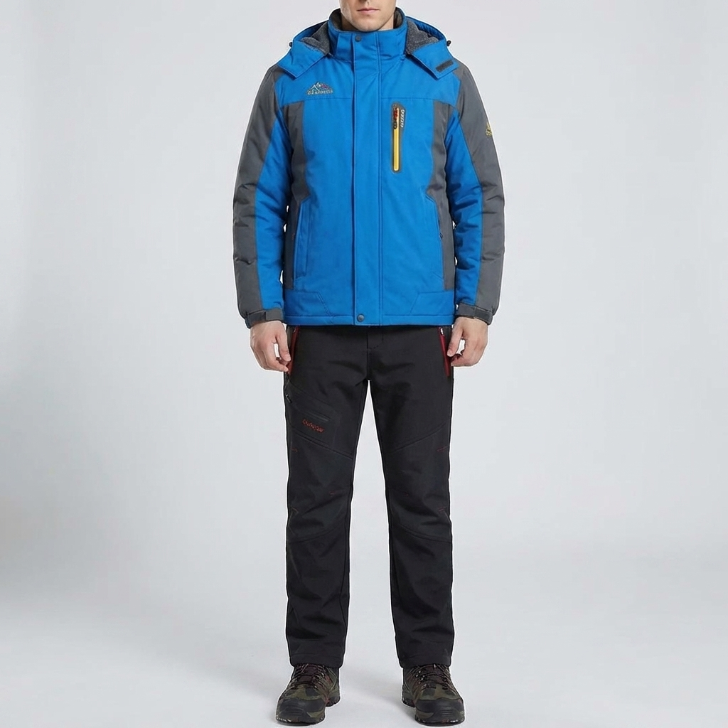 Insulated Hooded Outdoor Jacket And Pants Set
