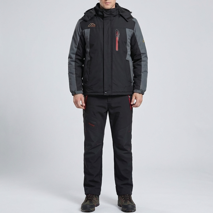 Insulated Hooded Outdoor Jacket And Pants Set