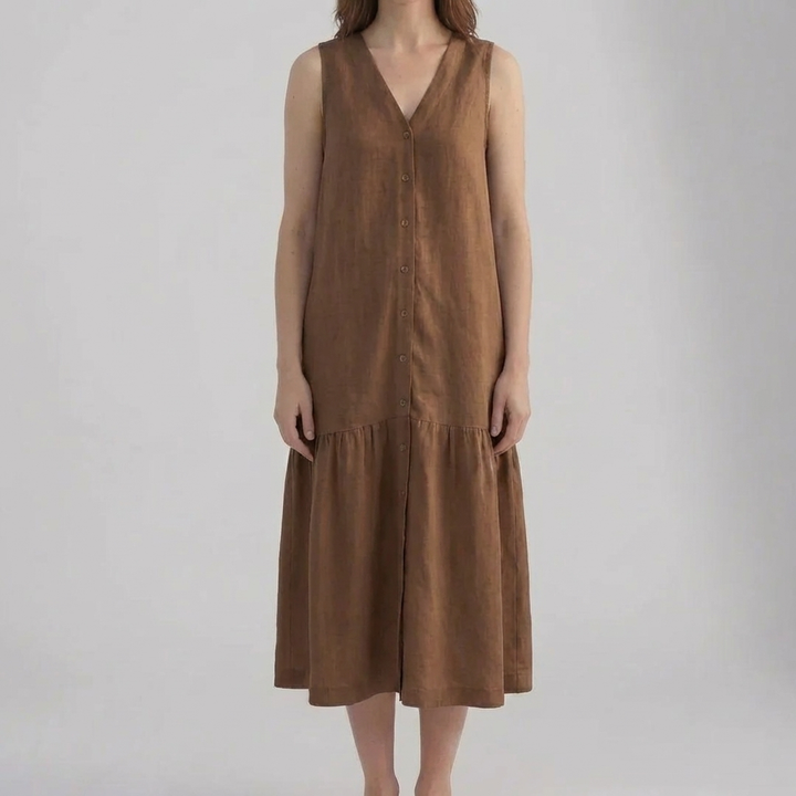 Sleeveless V-Neck Midi Dress for Women