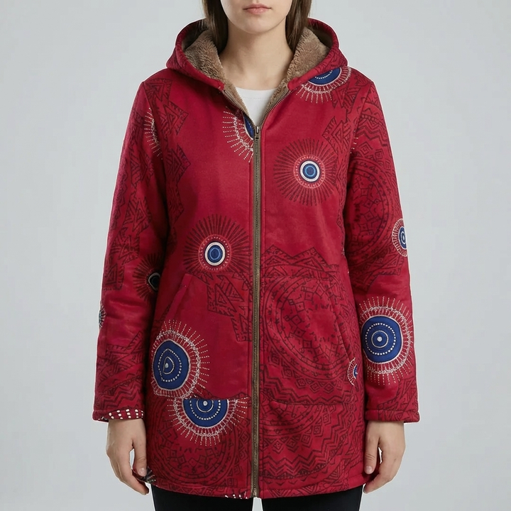 Floral Print Hooded Winter Coat for Women