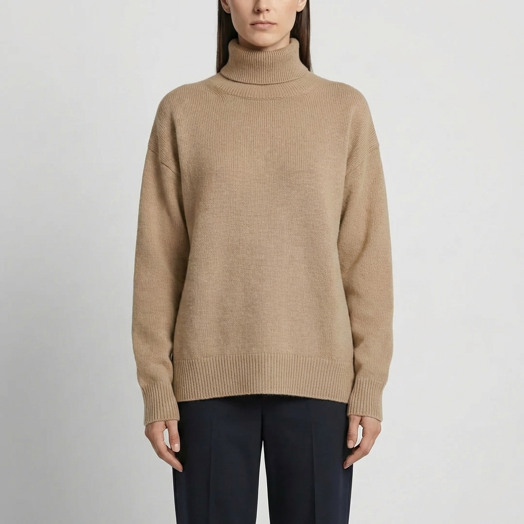 Ribbed Rollneck Knit Sweater for Women