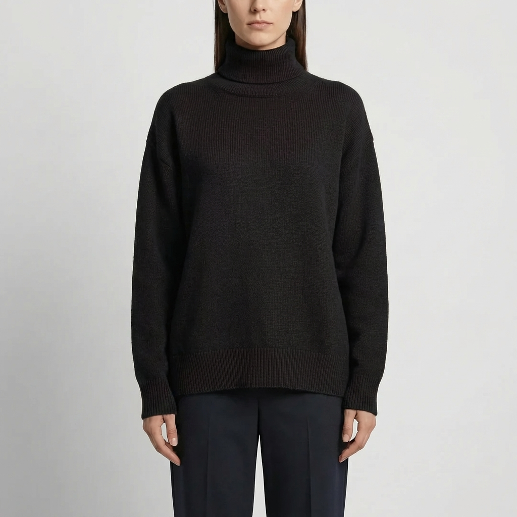 Ribbed Rollneck Knit Sweater for Women