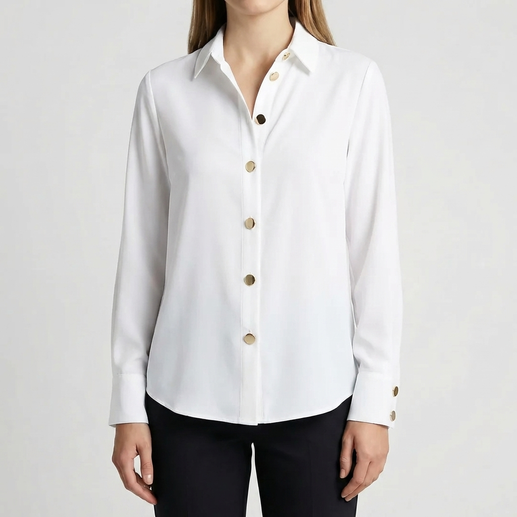Padded Button-Front Shirt For Women