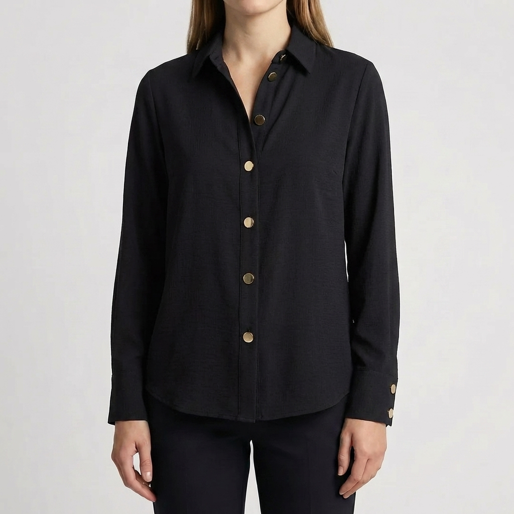 Padded Button-Front Shirt For Women