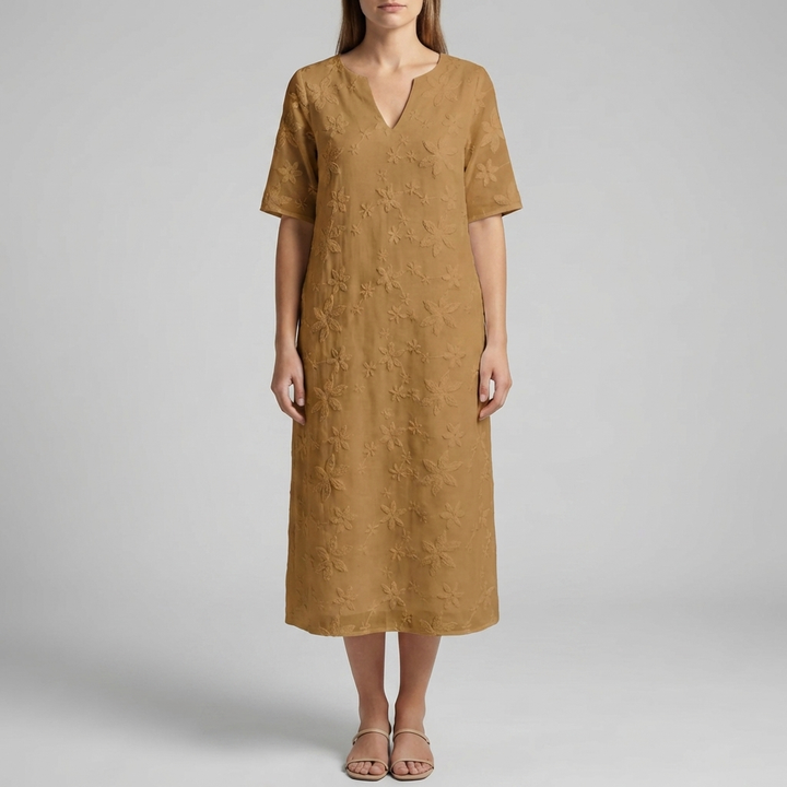 Floral Midi Dress With V-Neckline