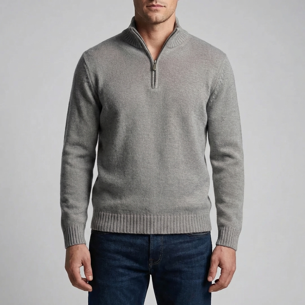 Half-Zip Stand Collar Knit Sweater for Men