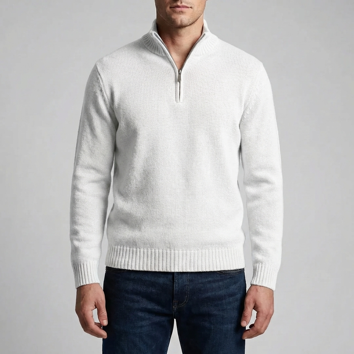 Half-Zip Stand Collar Knit Sweater for Men