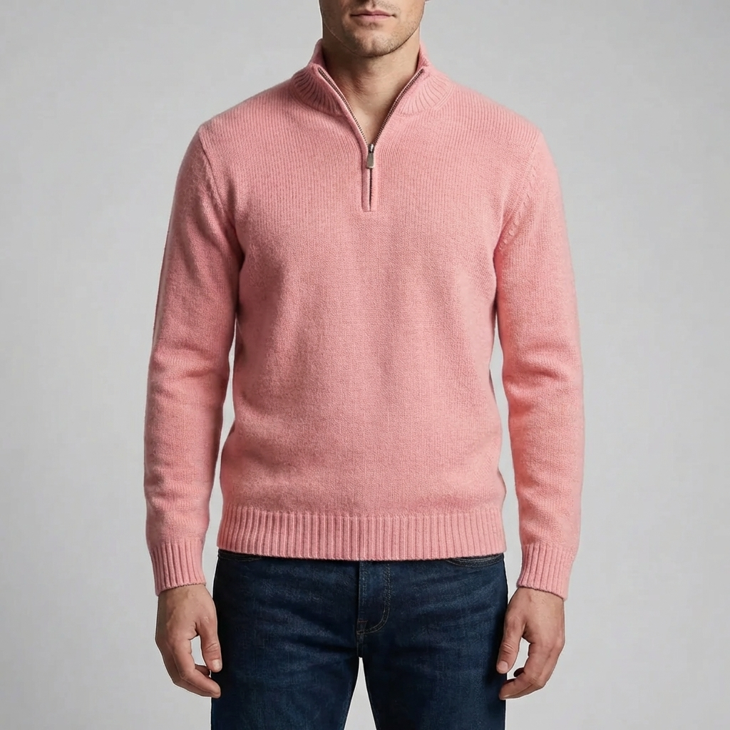 Half-Zip Stand Collar Knit Sweater for Men