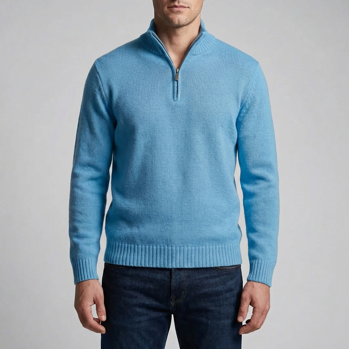 Half-Zip Stand Collar Knit Sweater for Men