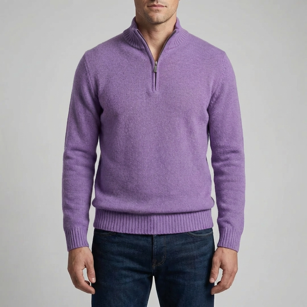Half-Zip Stand Collar Knit Sweater for Men