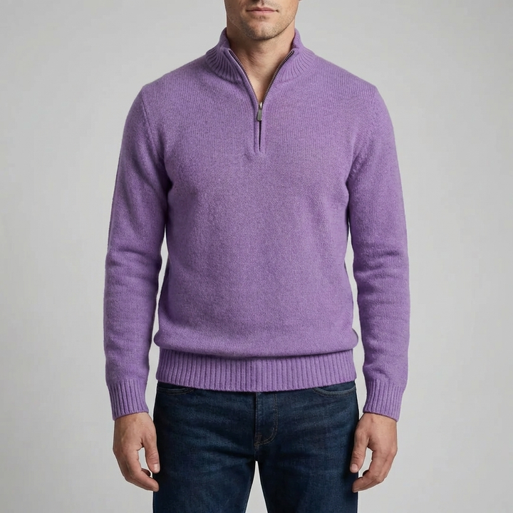 Half-Zip Stand Collar Knit Sweater for Men