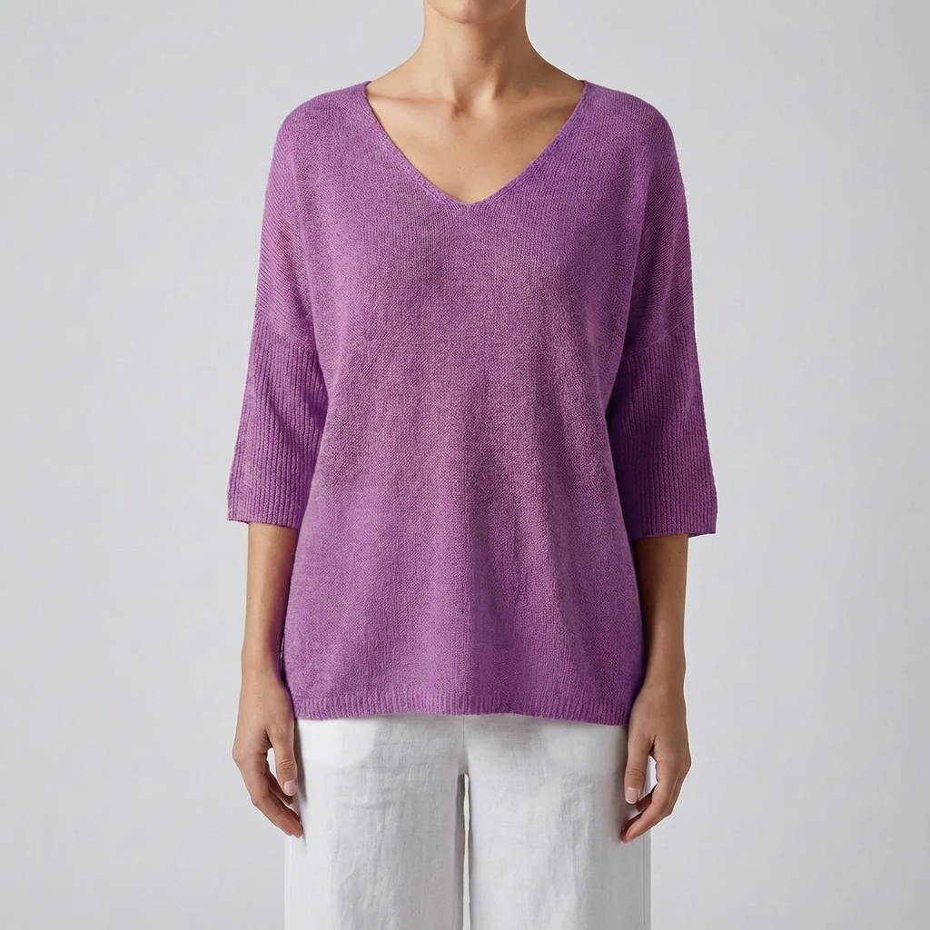 V-Neck Knit Top For Women