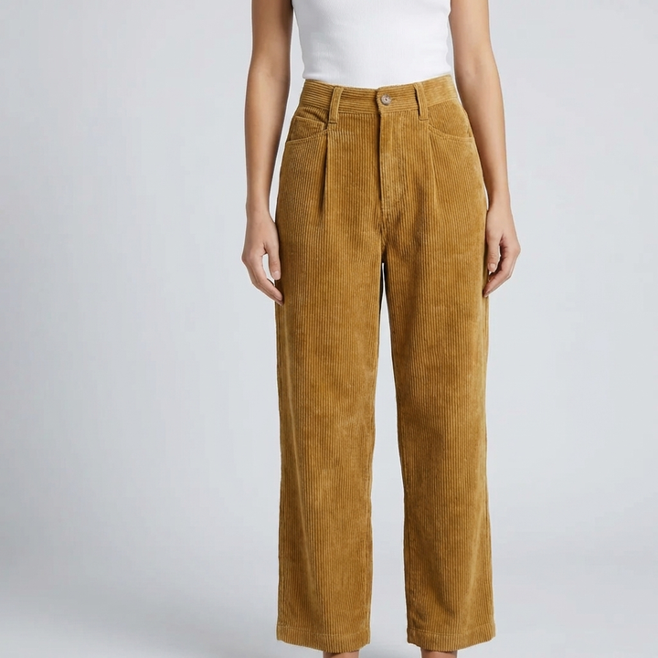High-Rise Straight-Leg Corduroy Pants