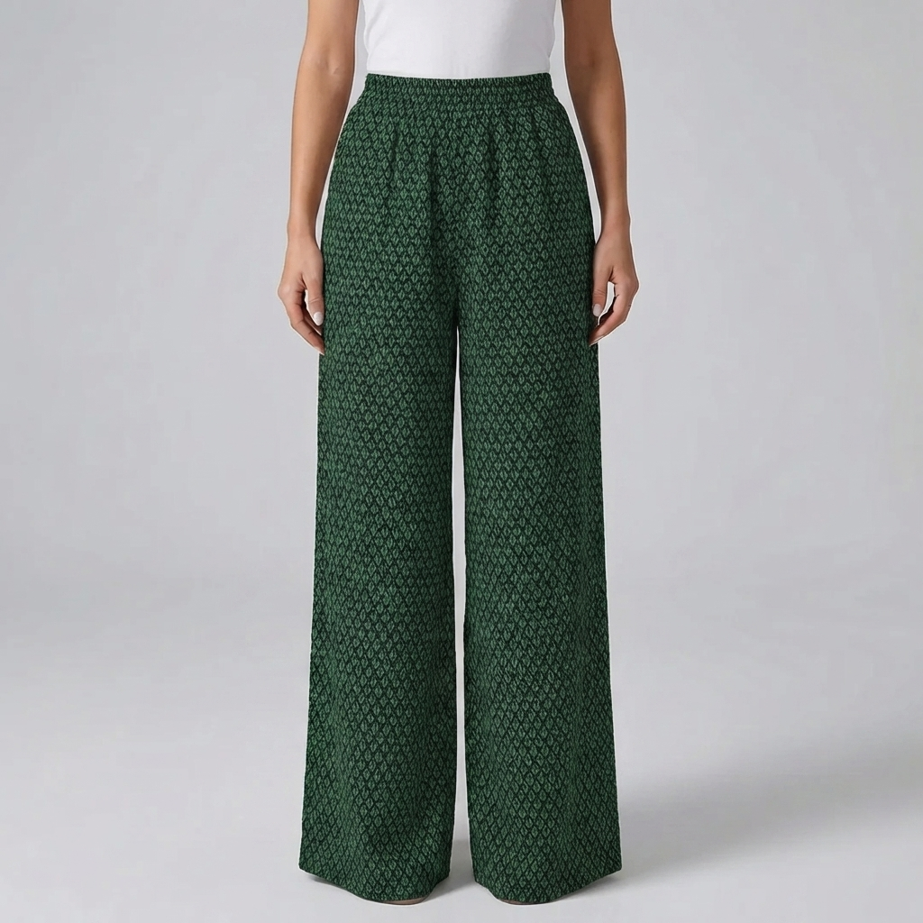 High-Waist Wide-Leg Printed Trousers