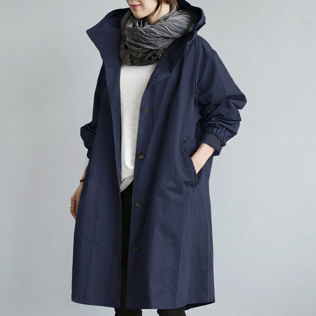 Classic Hooded Trench Coat for Women