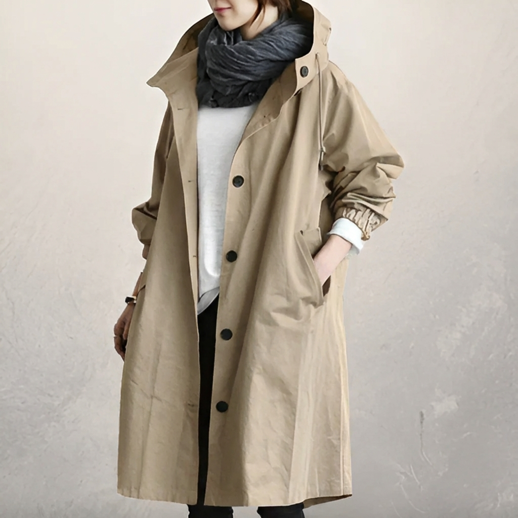 Classic Hooded Trench Coat for Women