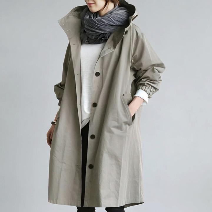 Classic Hooded Trench Coat for Women