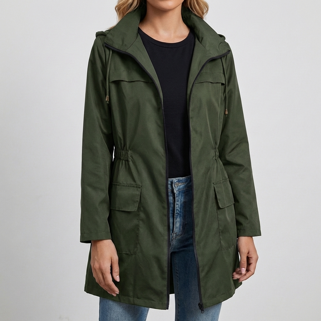 Lightweight Hooded Utility Coat for Women