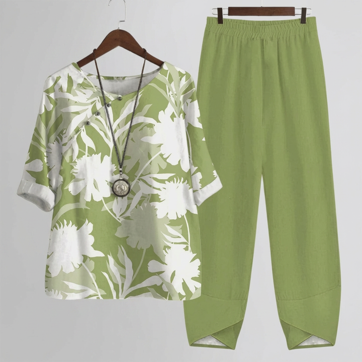 Vintage Floral Two-Piece Set for Women