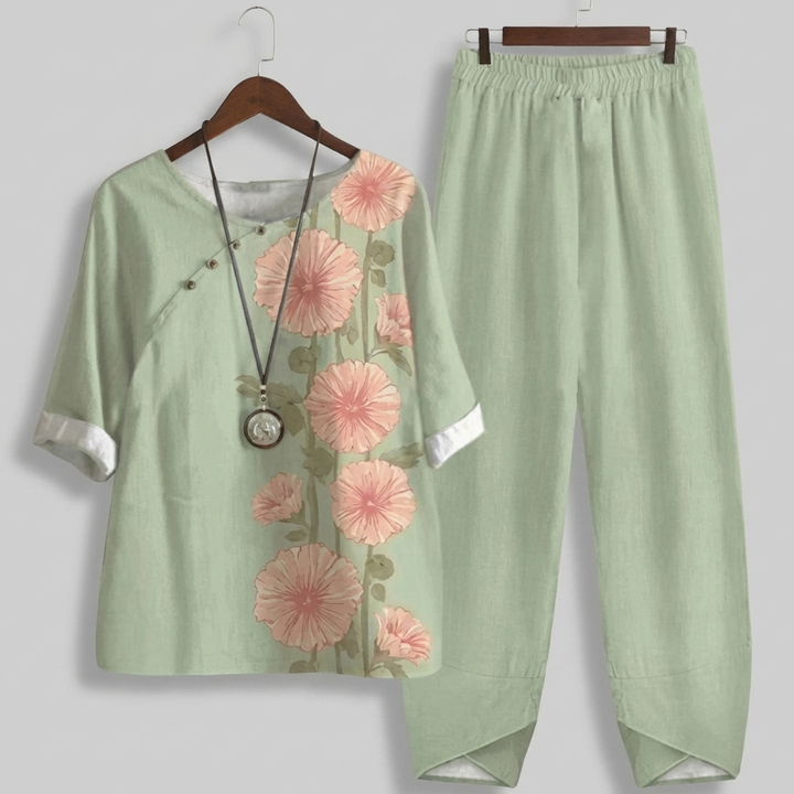 Vintage Floral Two-Piece Set for Women