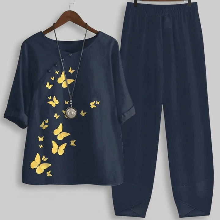 Vintage Floral Two-Piece Set for Women